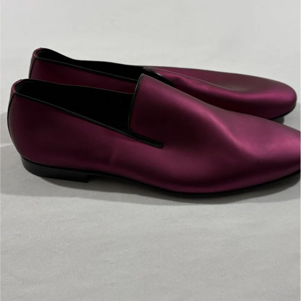 Ron Tomson Patent Leather Loafer Metallic Fuchsia Pink Polished Shoes Slip On 43